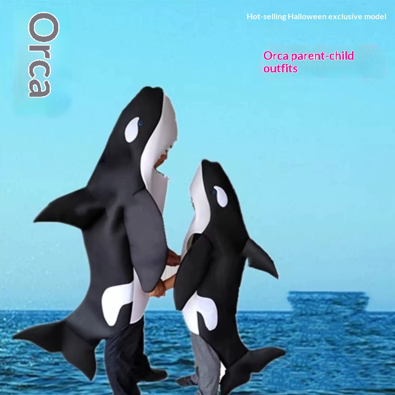 Killer Whale Marine Life COS Costume Childrens Parent-Child Outfit