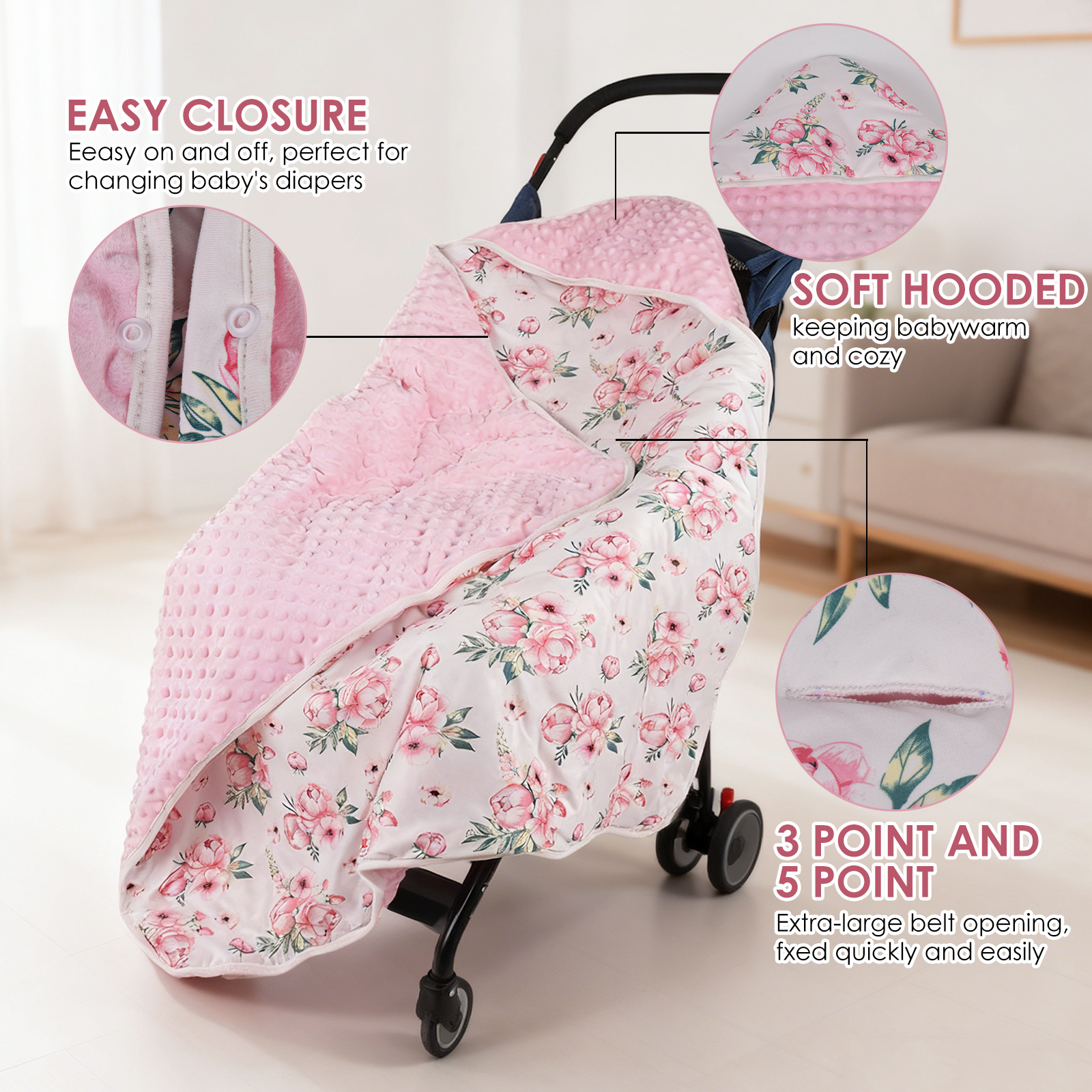 Hooded Swaddle Blanket Multi-Functional Baby Bassinet Cover Double-Sided Newborn Flannel…