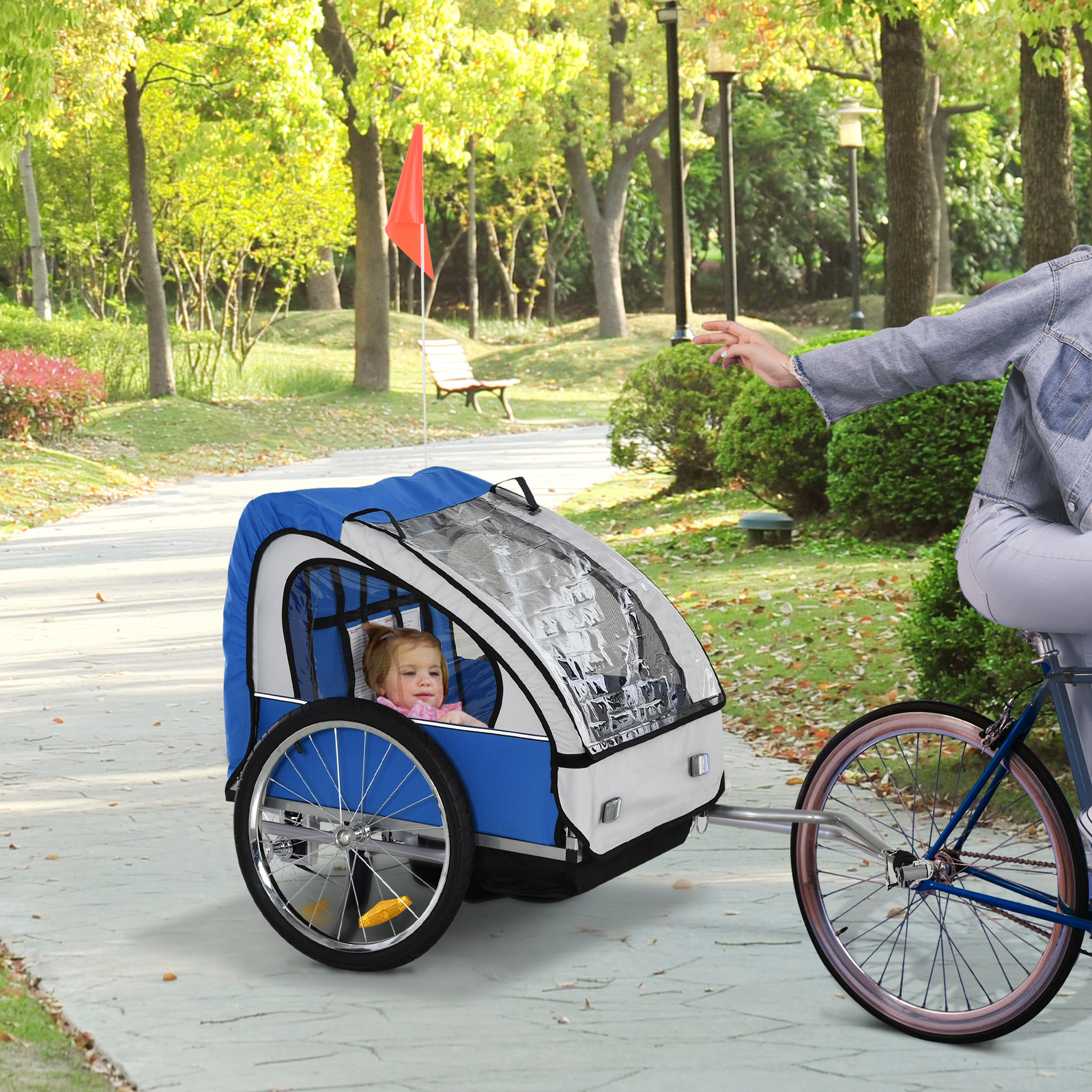2-Seat Child Bike Trailer for Kids with a Strong Steel Frame, 5-Point Safety Harnesses…