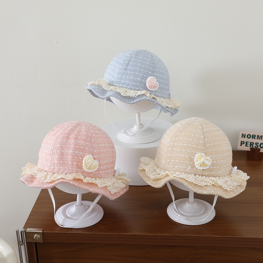 Knitted Jacquard Heart-shaped Crochet Fishing Hat With Lace Trim And Soft Brimmed Hat For…