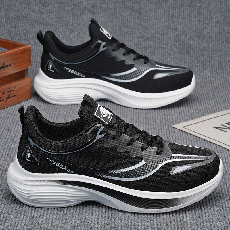 Summer Men Fly Knit Mesh Dad Sneakers, Breathable Non-Slip Soft Sole Casual Running Shoes