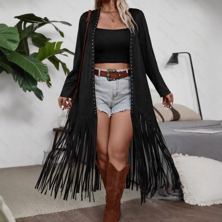 Women's Suede-Fleece Decorated Tassel Casual Jacket