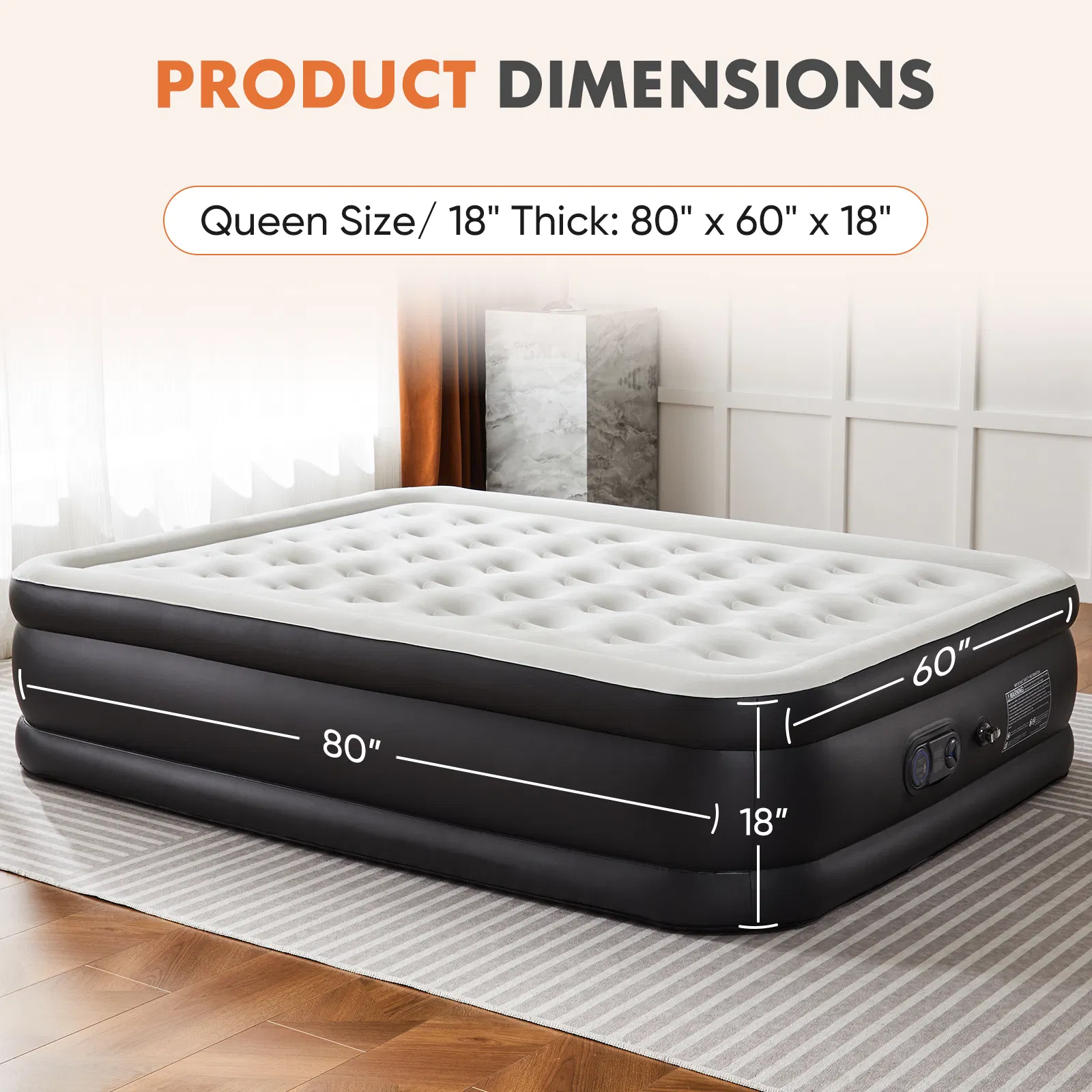 Air Mattress - 18" Inflatable Blow Up Mattress Airbed with Built-in High Capacity Pump…