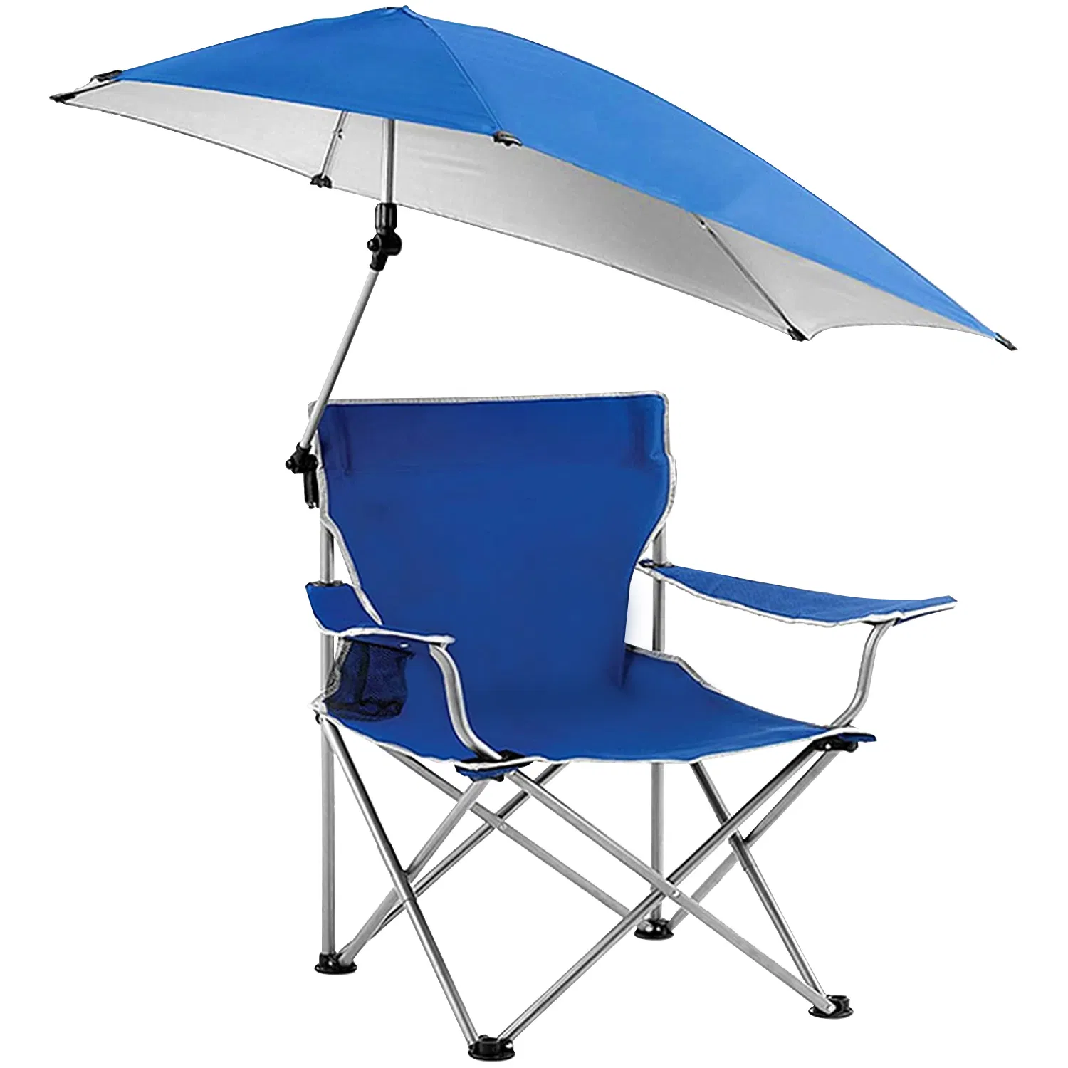 Foldable Beach Chair with Detachable Umbrella Armrest Adjustable Canopy Stool with Cup…