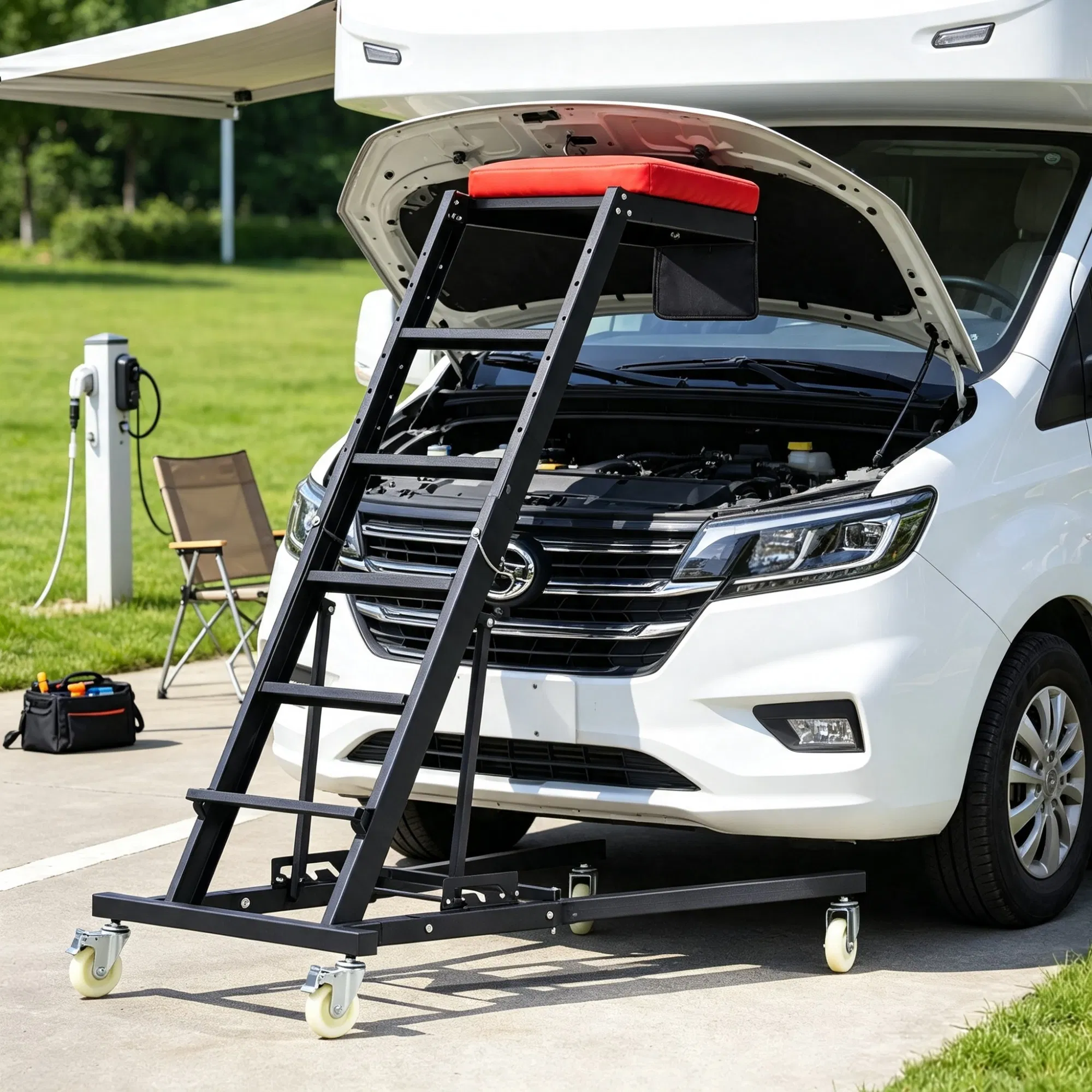 Automotive Topside Creeper (42.5"-64.8"), 400 LBS High Top Engine Creeper with Padded…
