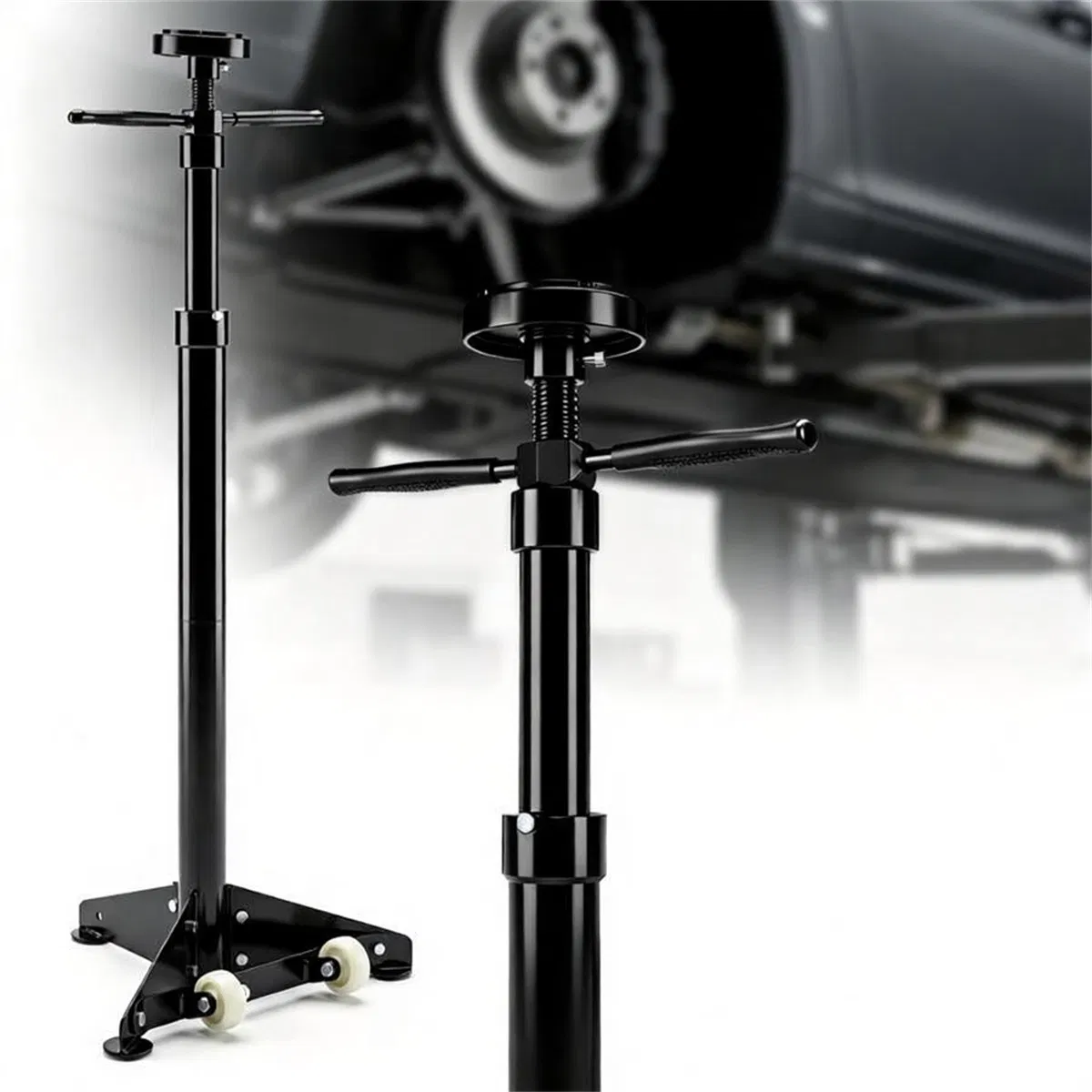 Adjustable Underhoist Support Jack Stand, 1654 LBS Max Load Triangular Base Hoist Support…