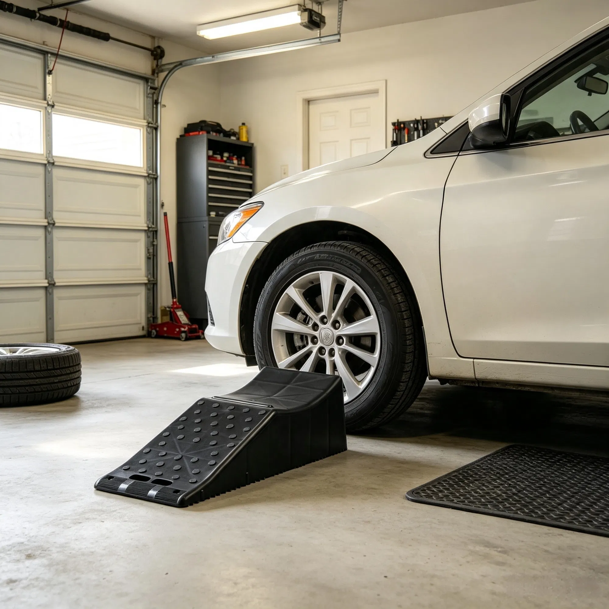 Single Auto Service Ramp (20000 lbs/9 Ton), 5.5" Elevation Vehicle Tire Ramp for Routine…
