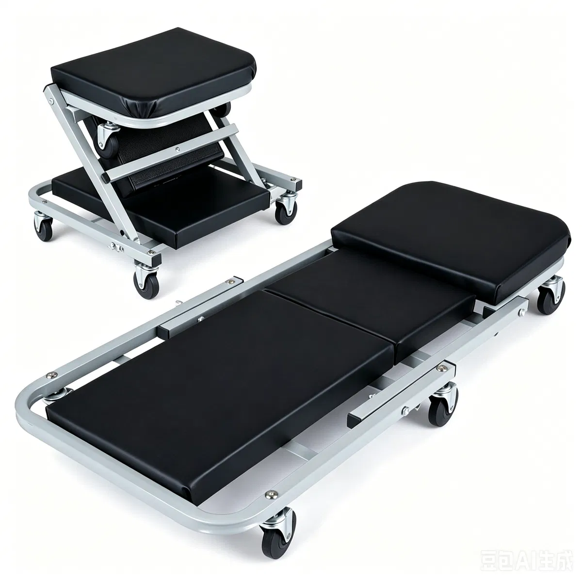 36" 2-in-1 Mechanic Creeper Seat with 360 Swivel Casters, Heavy Duty Metal Frame Auto…