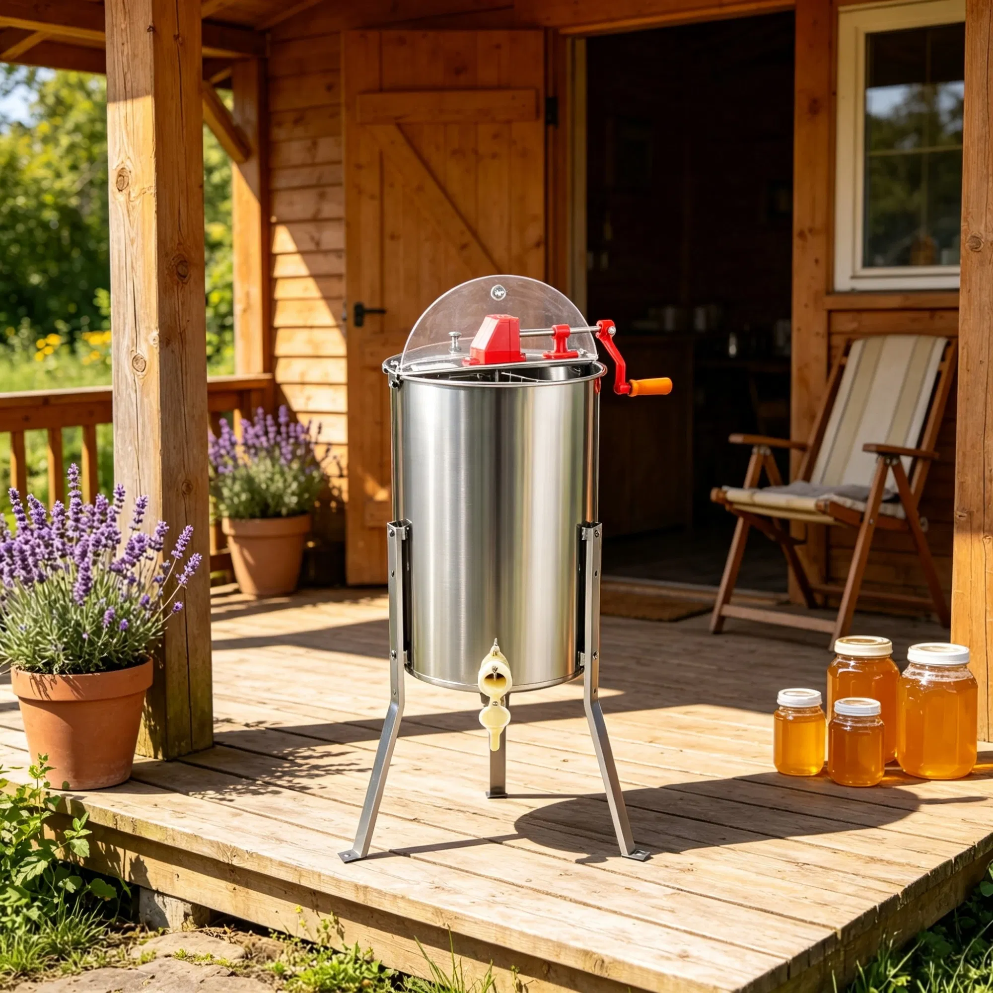 3-Frame Manual Honey Extractor, Stainless Steel Beekeeping Honey Spinner with Adjustable…