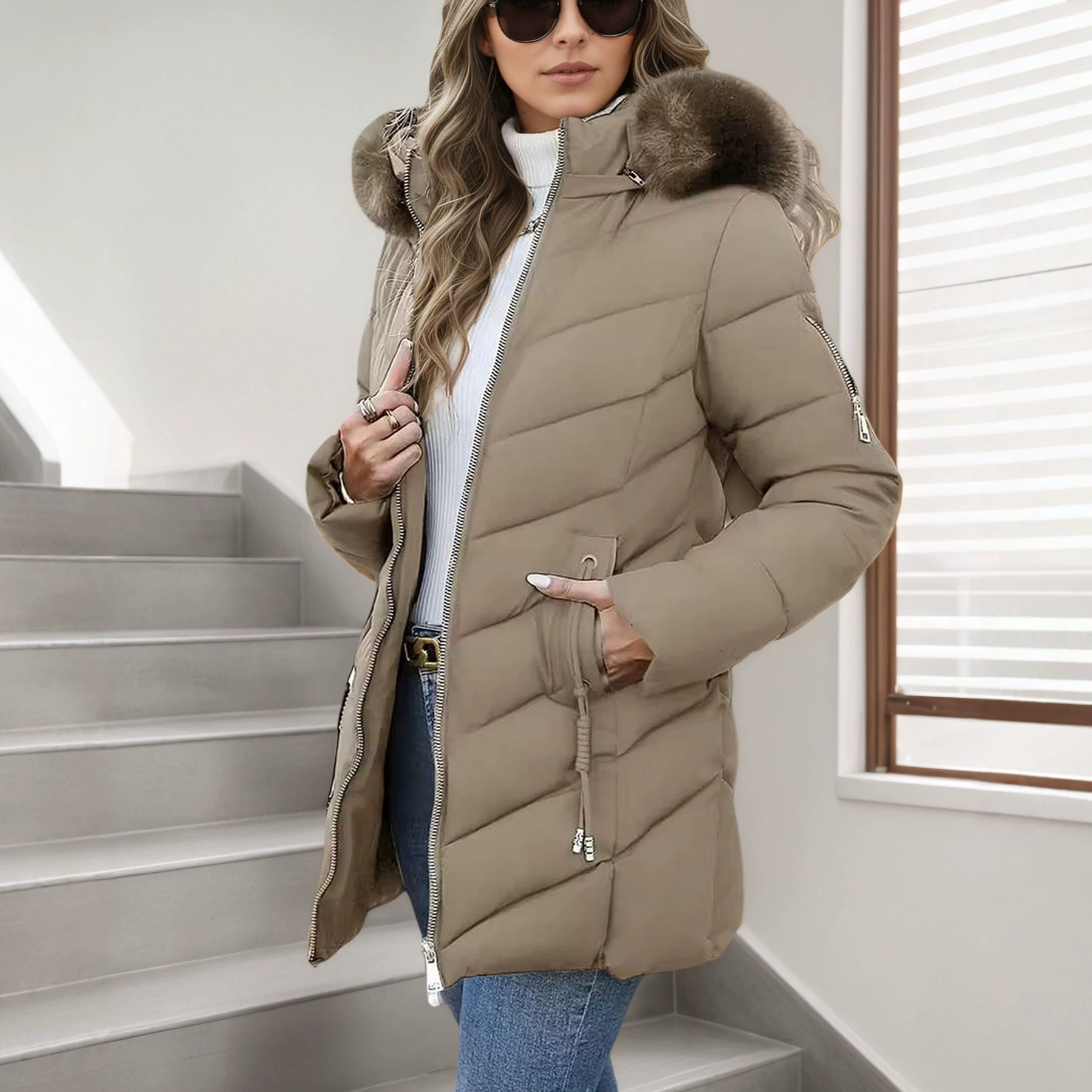 Hooded Slim-fit Versatile Down Jacket For Women