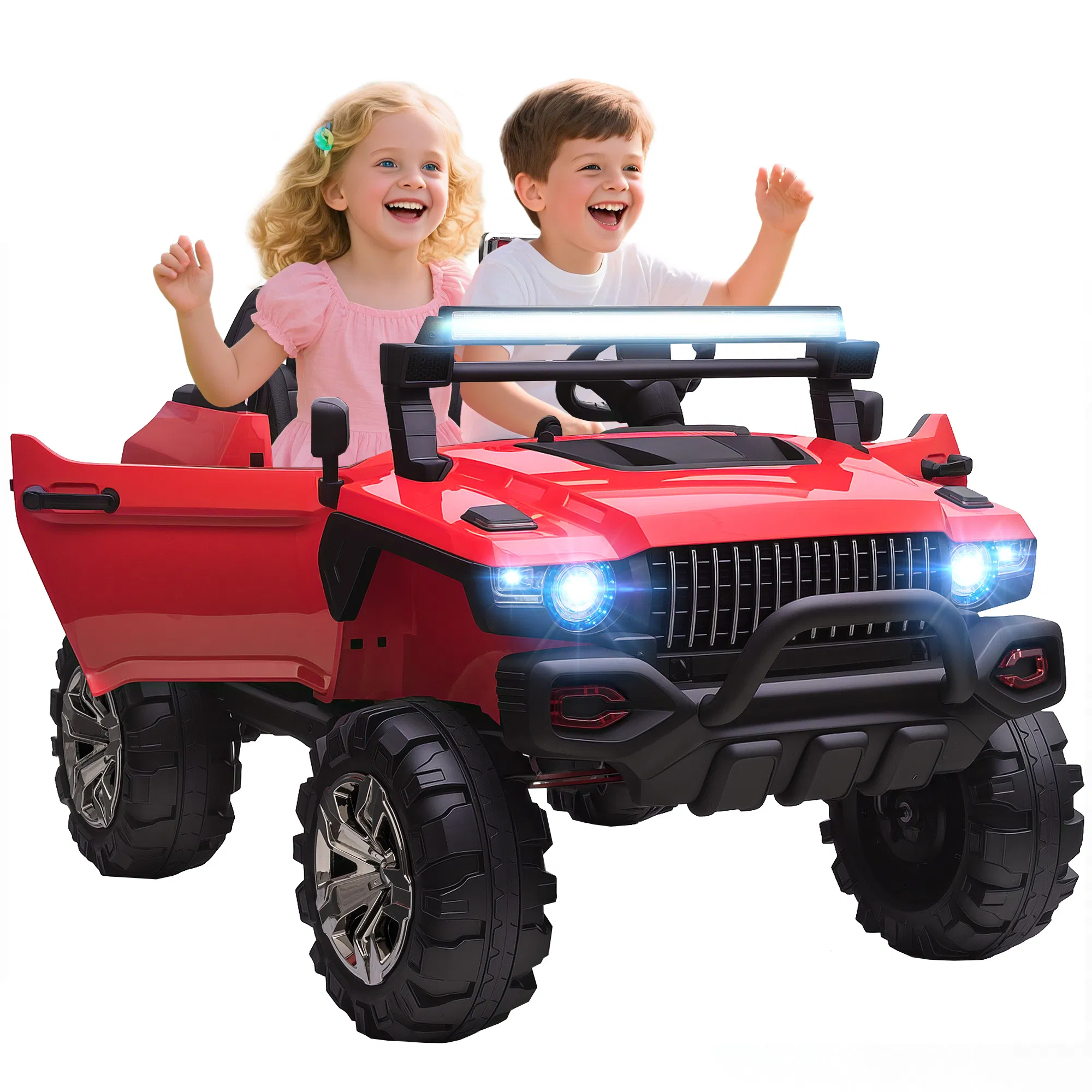 2-Seater Kids Ride On Police Car, 12V 7AH Ride on Truck, Electric Car for Toddlers with…