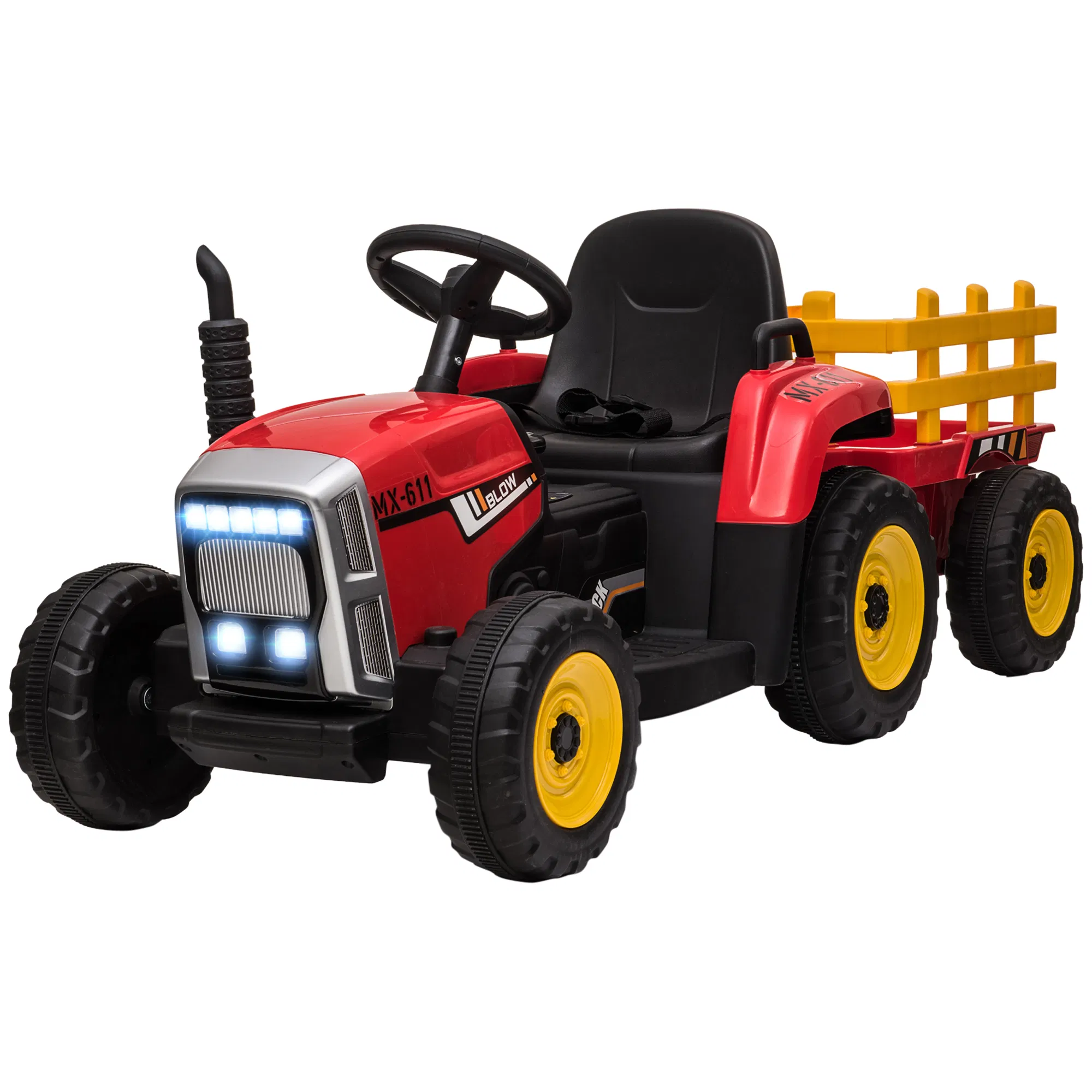 12V Kids Ride on Tractor with Trailer, Remote Control, Music Start up Sound and Horn…