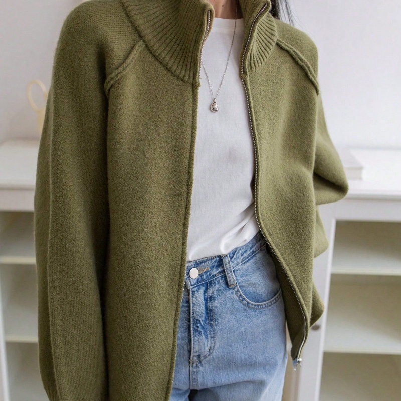 Solid Color Relaxed Style Sweater Coat