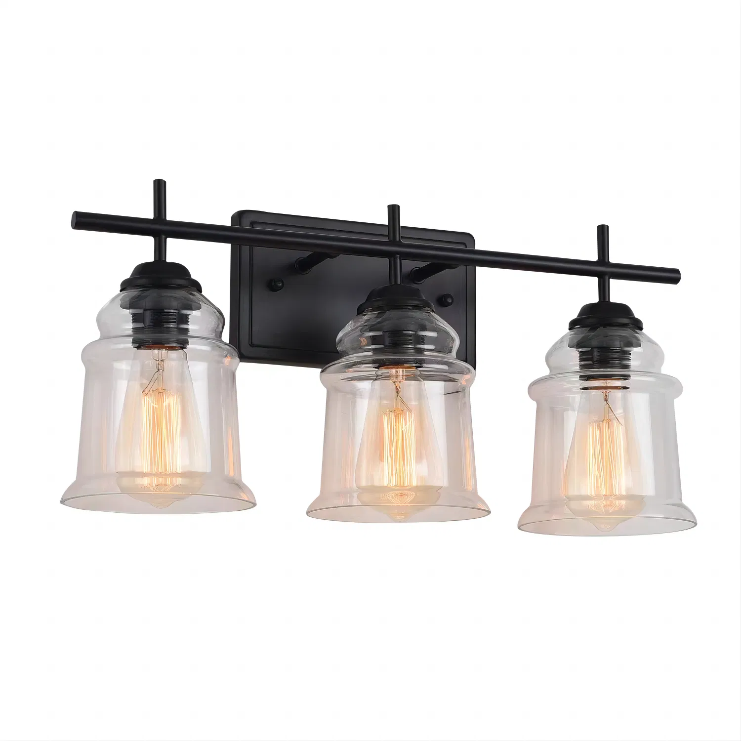 3-Light with Clear Glass Satin Shade Unique Hand-make Lampshade Industrial Indoor Light…