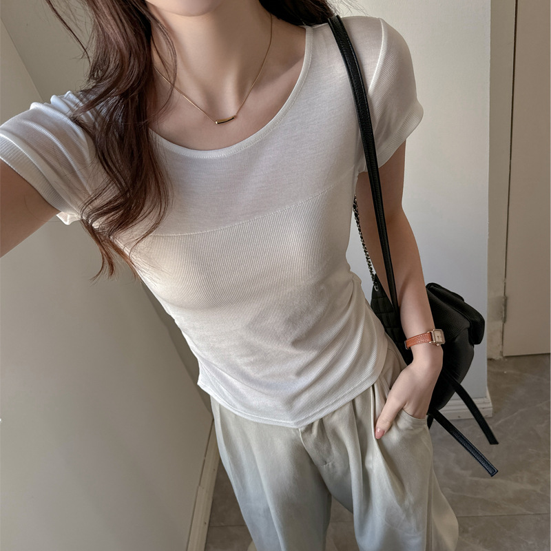 High-end Short-sleeve Top With A Spliced
