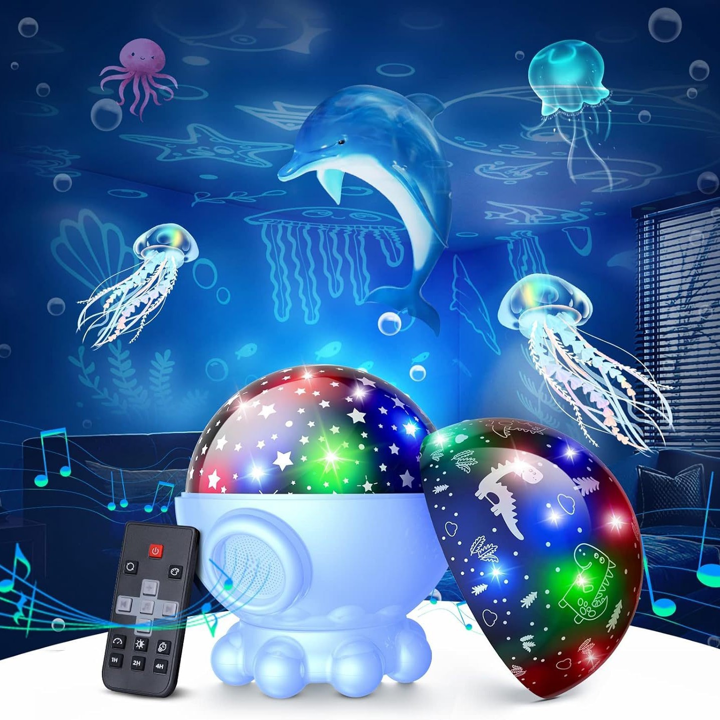 Octopus Starry Sky Light RGB Creative Remote Jellyfish Music Projection Lamp