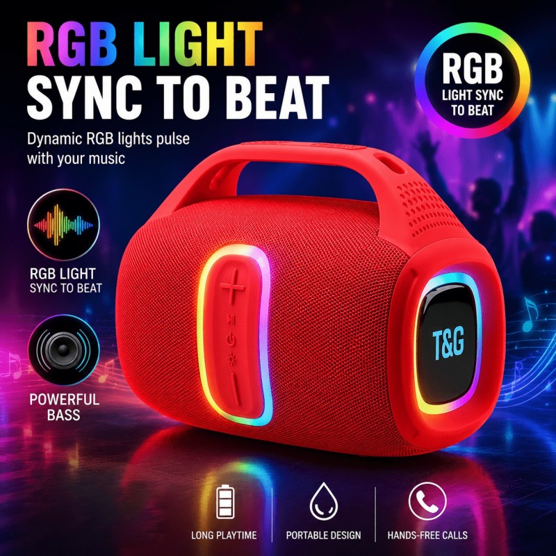 Portable Speakers With Dynamic Colourful LED Lights Bluetooth Speaker For Home Outdoor…
