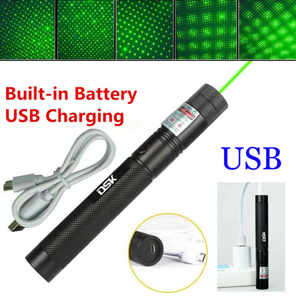 Green Laser Pointer Pen Light USB Rechargeable 990Miles 532NM Astronomy Visible Beam…