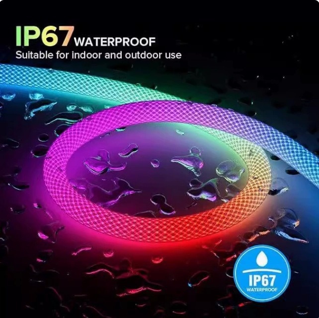Flexible Textured Flowing, Iridescent Smart Luminous Neon Light Strip
