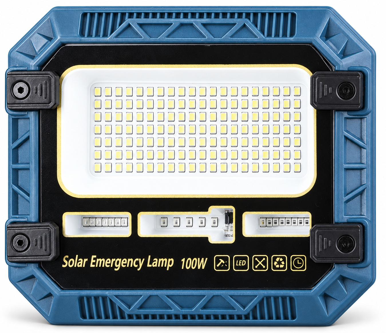 Solar Powered Rechargeable Battery Display 18650 W8114 1 Red Blue Warning LED Flood Light…
