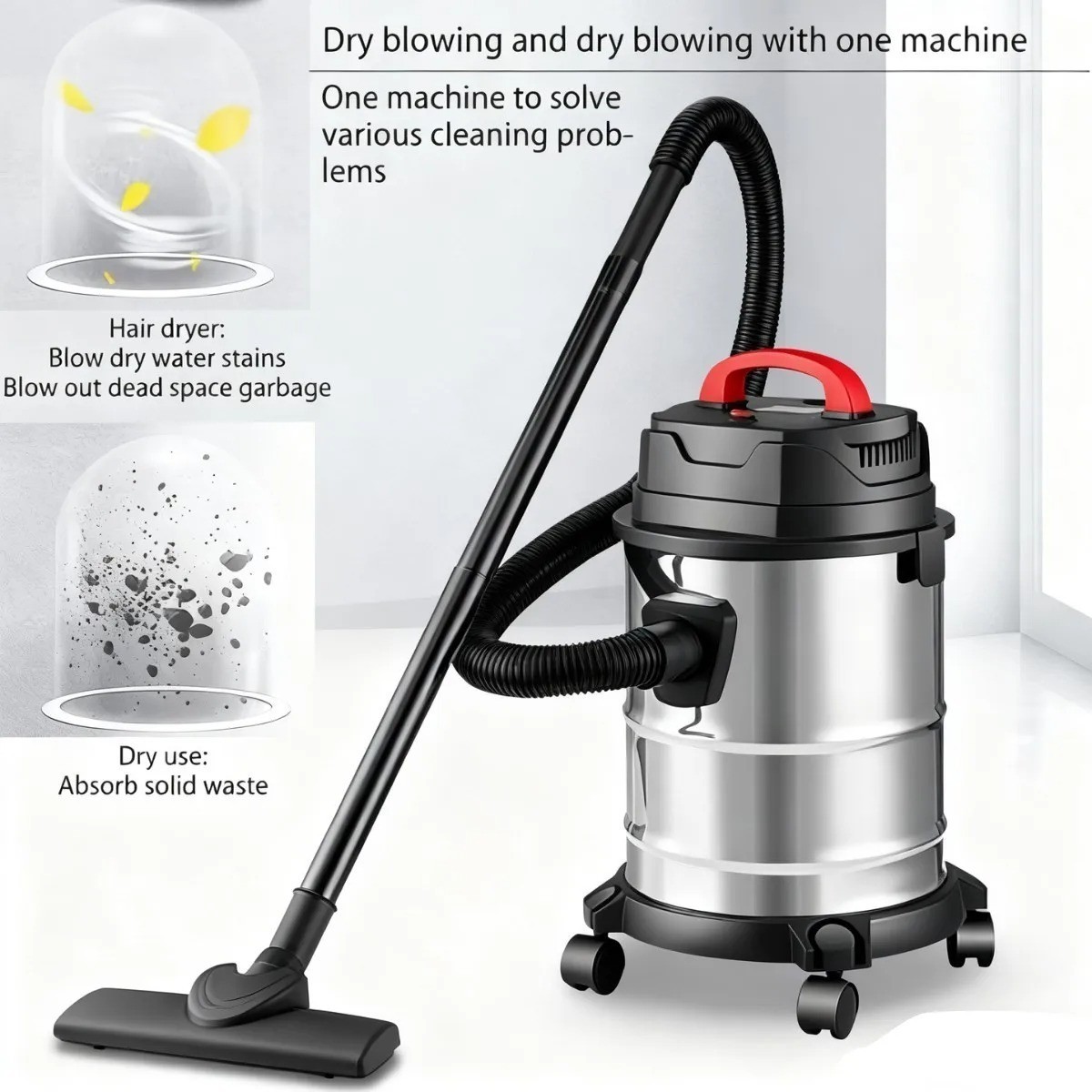 800W Industrial Vacuum Cleaner Kit Wet & Dry Cleaniing Tank Blower Vac 18L