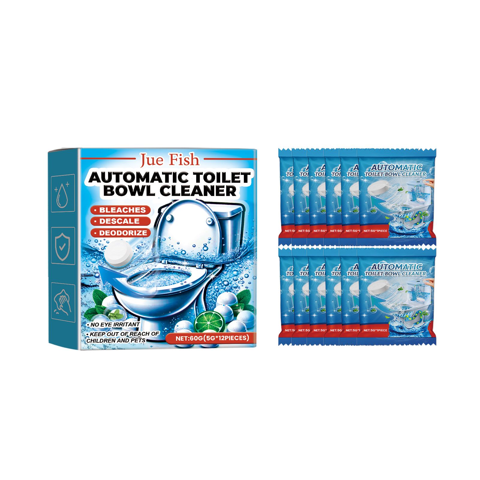JUE FISH Automatic Toilet Bowl Cleaning Tablets, 60 g