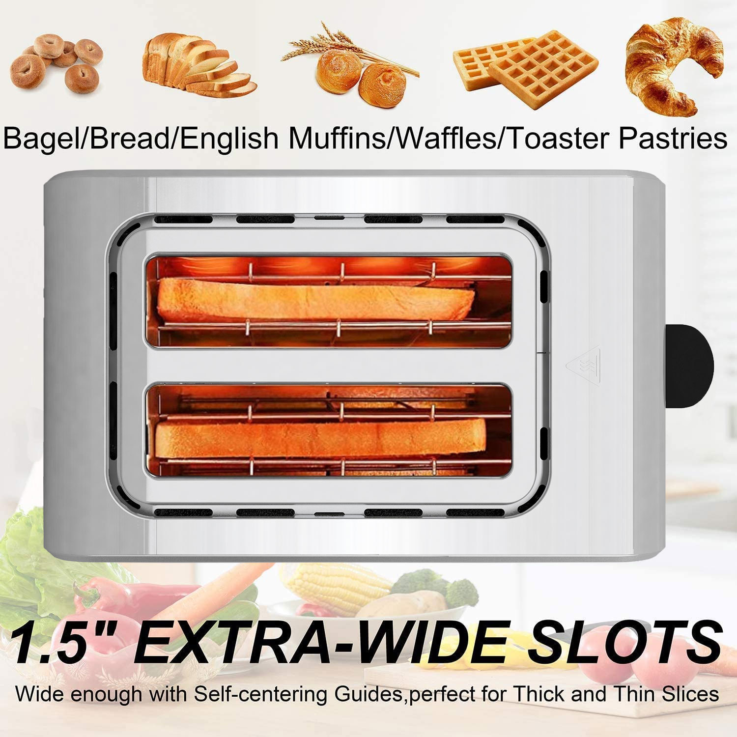 Toaster, Household Breakfast Maker Stainless Steel Toaster