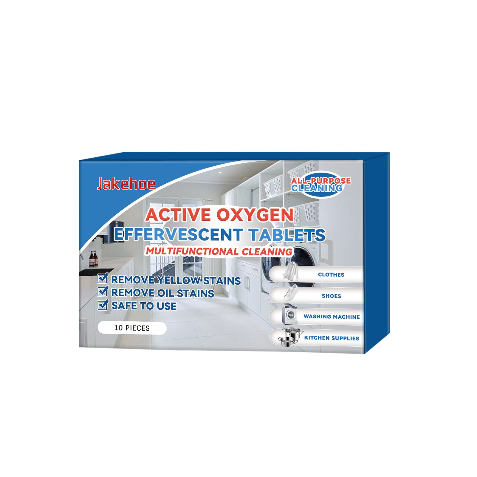 JAKEHOE Active Oxygen Cleaning Tablets, 10 Pieces
