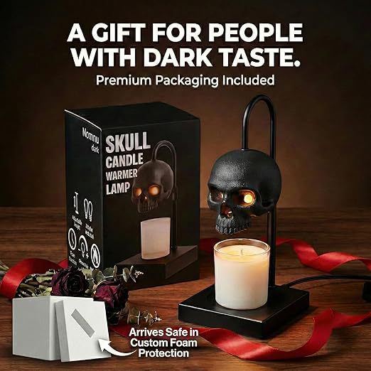 Adjustable Dimmable Skull Table Lamp Timer Candle Warmer