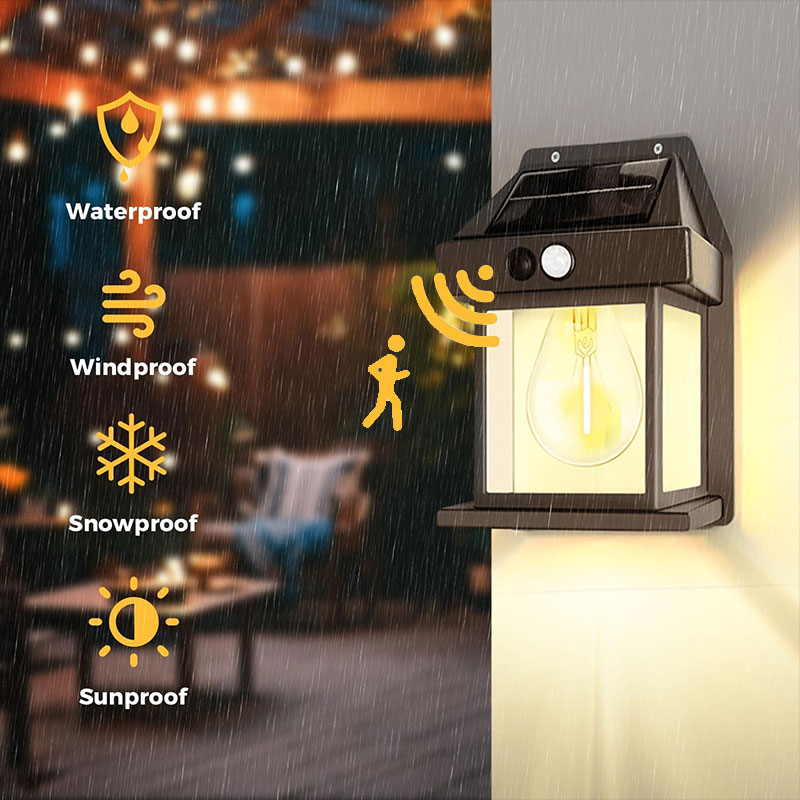 Outdoor Solar Tungsten Wall Light With Motion Sensor IP65 Waterproof LED Safety Light For…