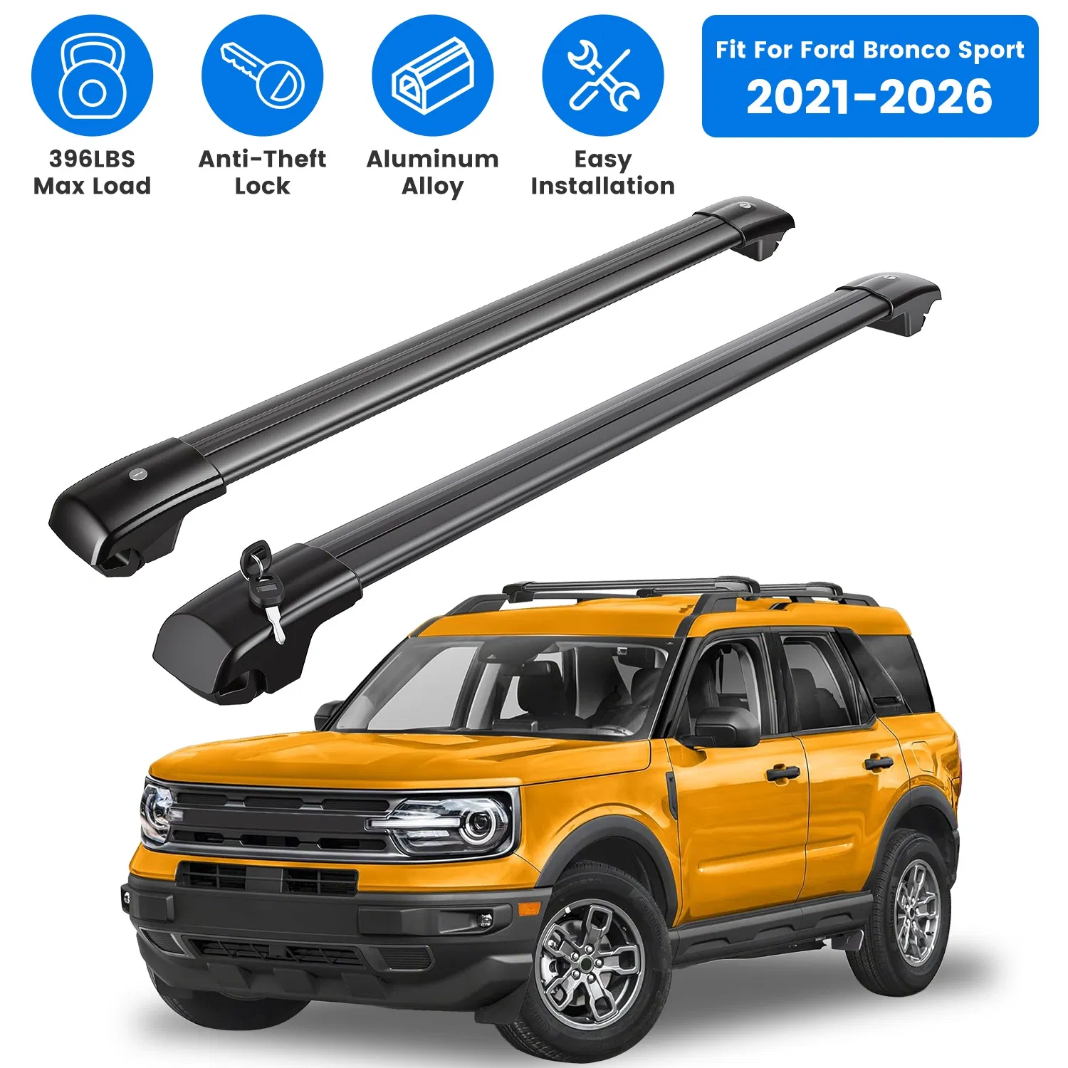 Roof Rack Cross Bars Fit for Ford Bronco Sport - On-Road Off-Road Aluminum Lockable Car…