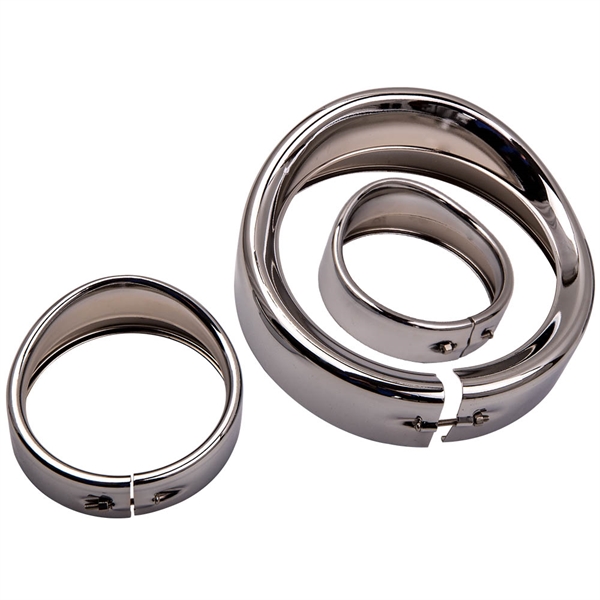 7 Inch Visor Style Headlamp Trim Ring & 4.5 Inch Trim Ring For Street Glide
