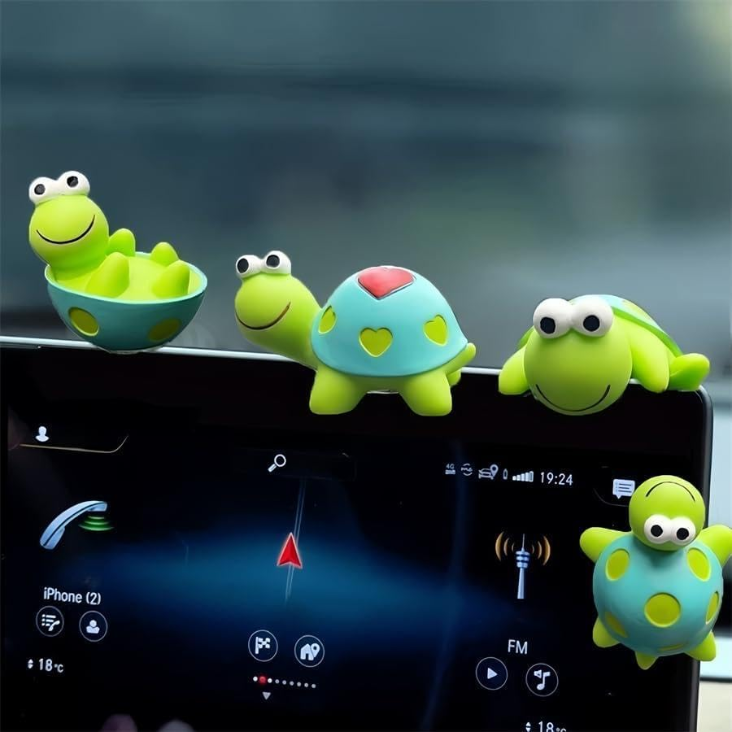 4-Pack Mini Resin Tortoise Figurines, Cute Car Dashboard Decor Funny Rearview Mirror…