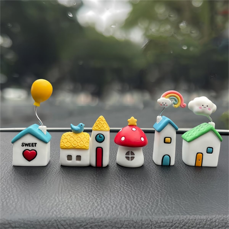 5-Pack Colourful Fairytale House, Cute Car Dashboard Decor & Funny Rearview Mirror…