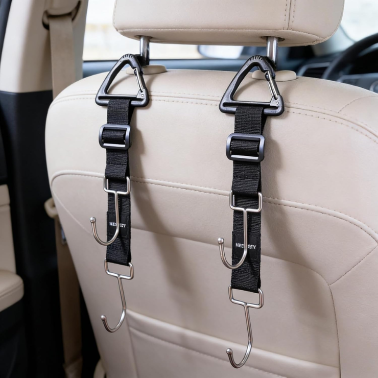 Car Purse Hook Double Hooks 2 Pack Stainless Steel Bag Hanger Holder For Car Headrest…