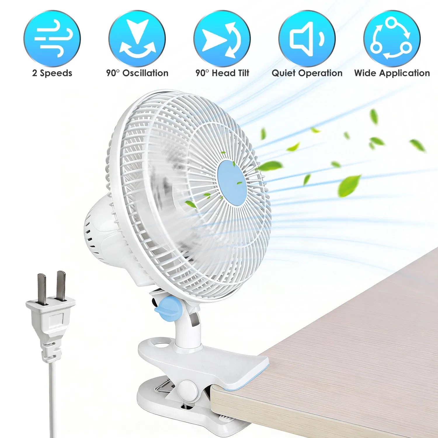 Versatile Clip on Fan, 90° Oscillating 2 Adjustable Wind Speeds Quiet Fan, for Home…