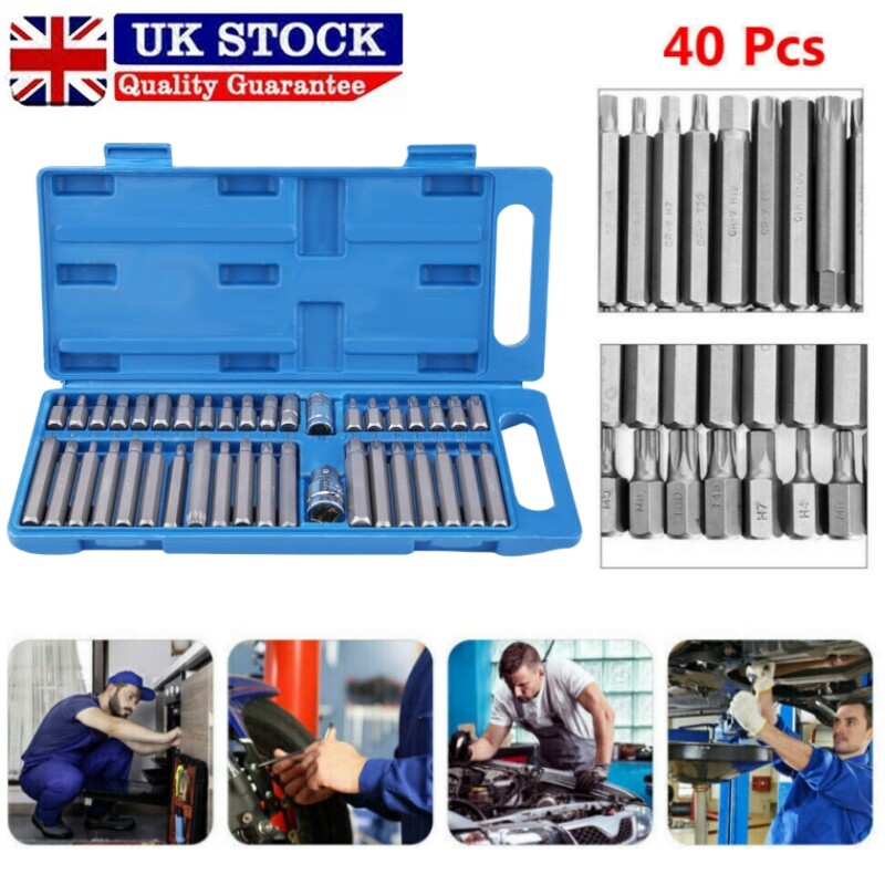 40 X Allen Key Torx Hex Star Spline Socket Bit Set Drive Car Repair Tool 1 2 3 8