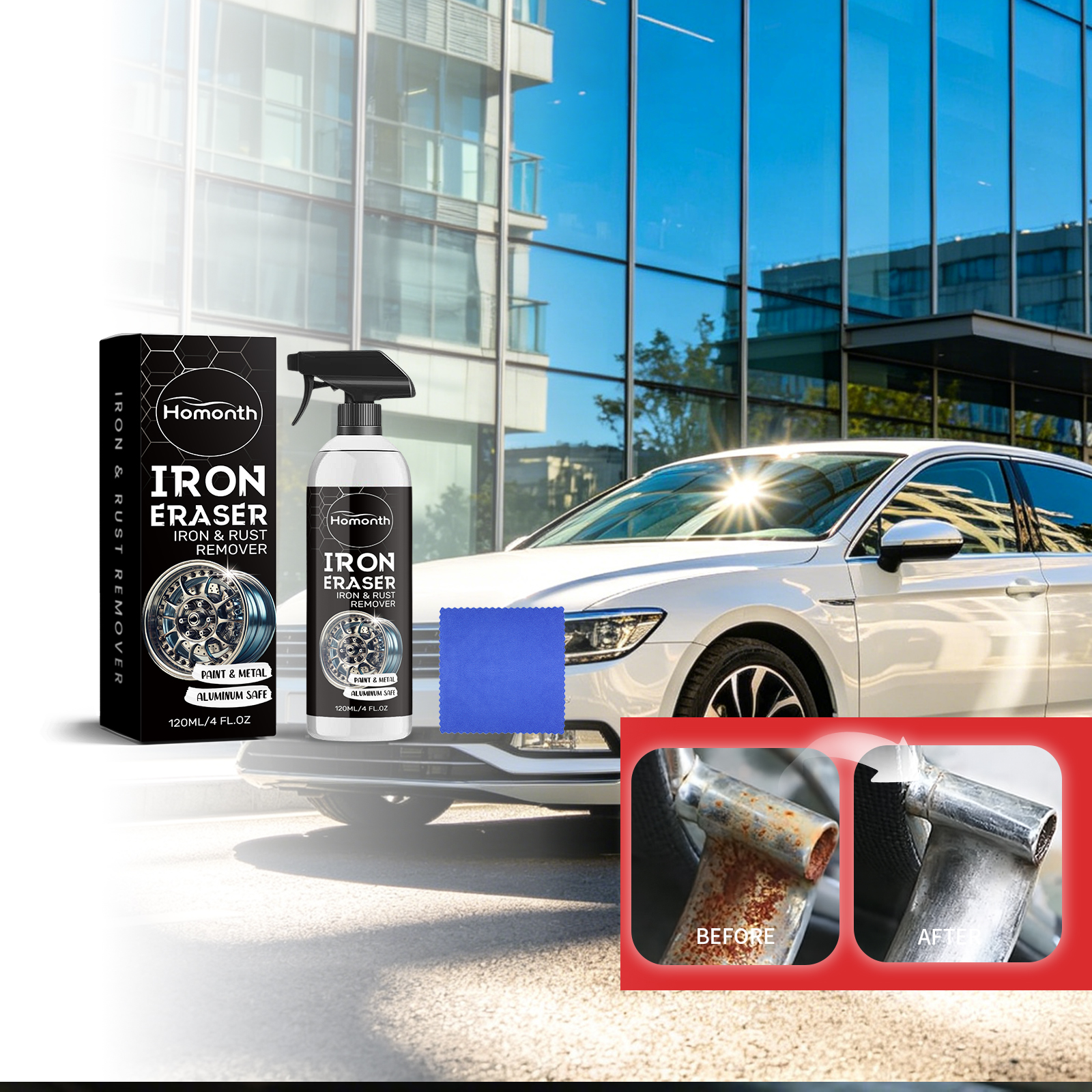 Car Rust Cleaner, Effective Rust Removal Protective Coating Gentle Metal Decontamination