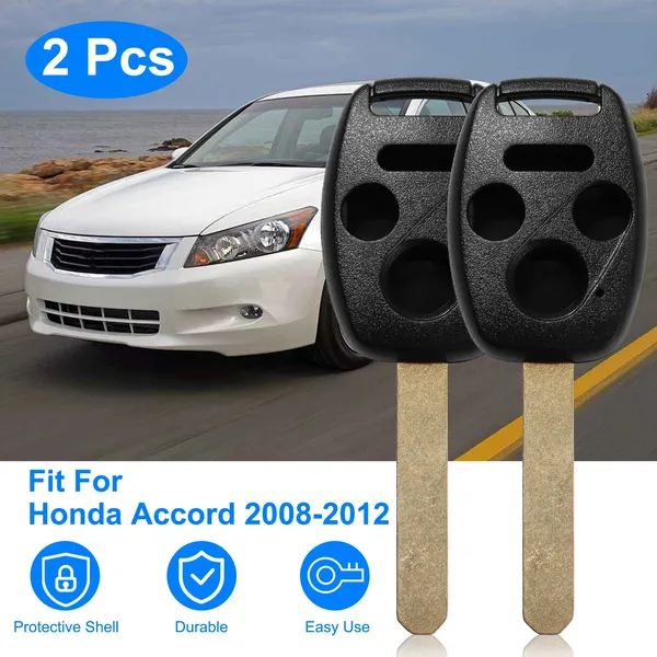2-Pack Keyless Entry Remote Shell Case Fit For Honda Accord - Car Key Fob Pad Replacement