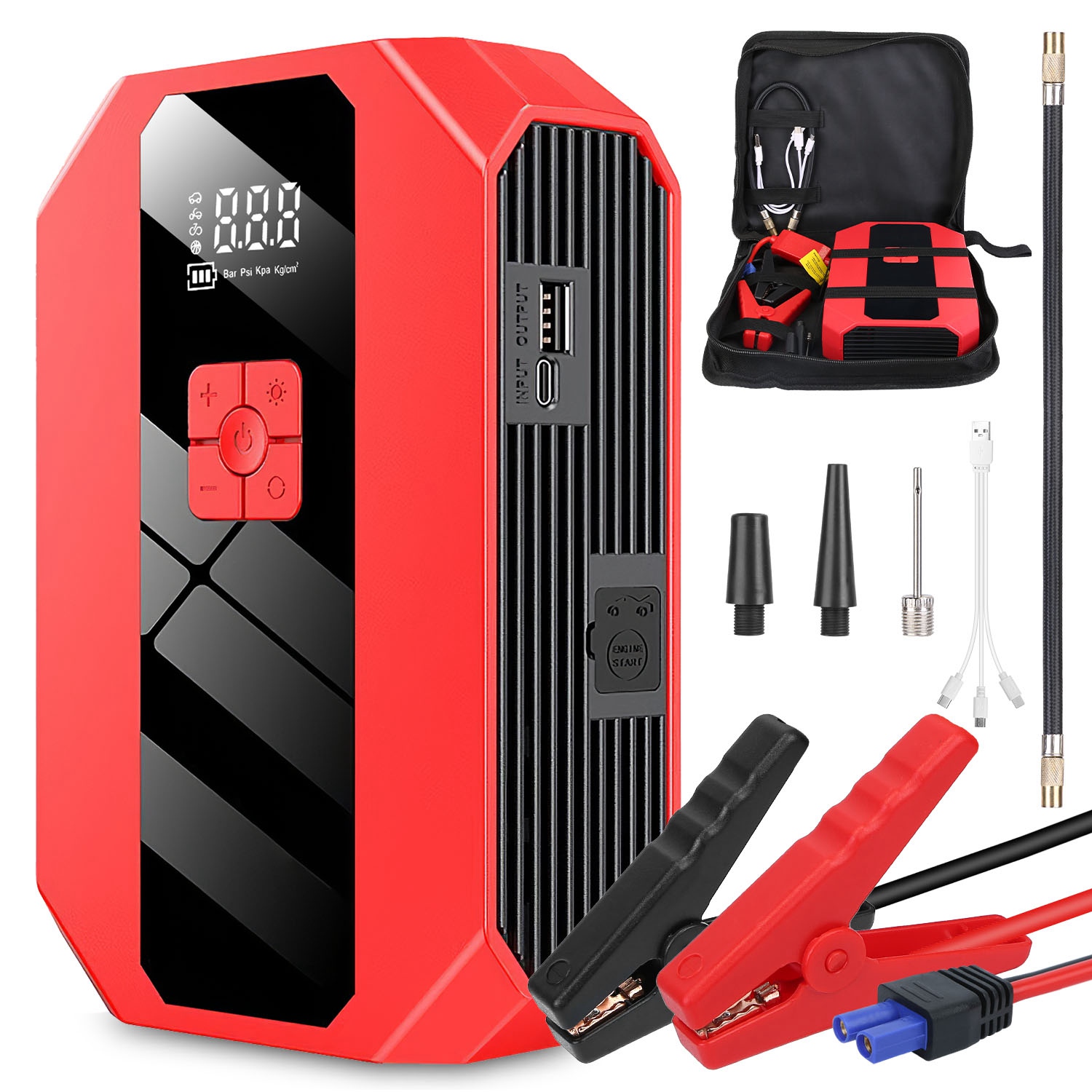 1-Pack Portable Car Jump Starter Air Compressor 1500A 400PSI Car Battery Charger Jump…