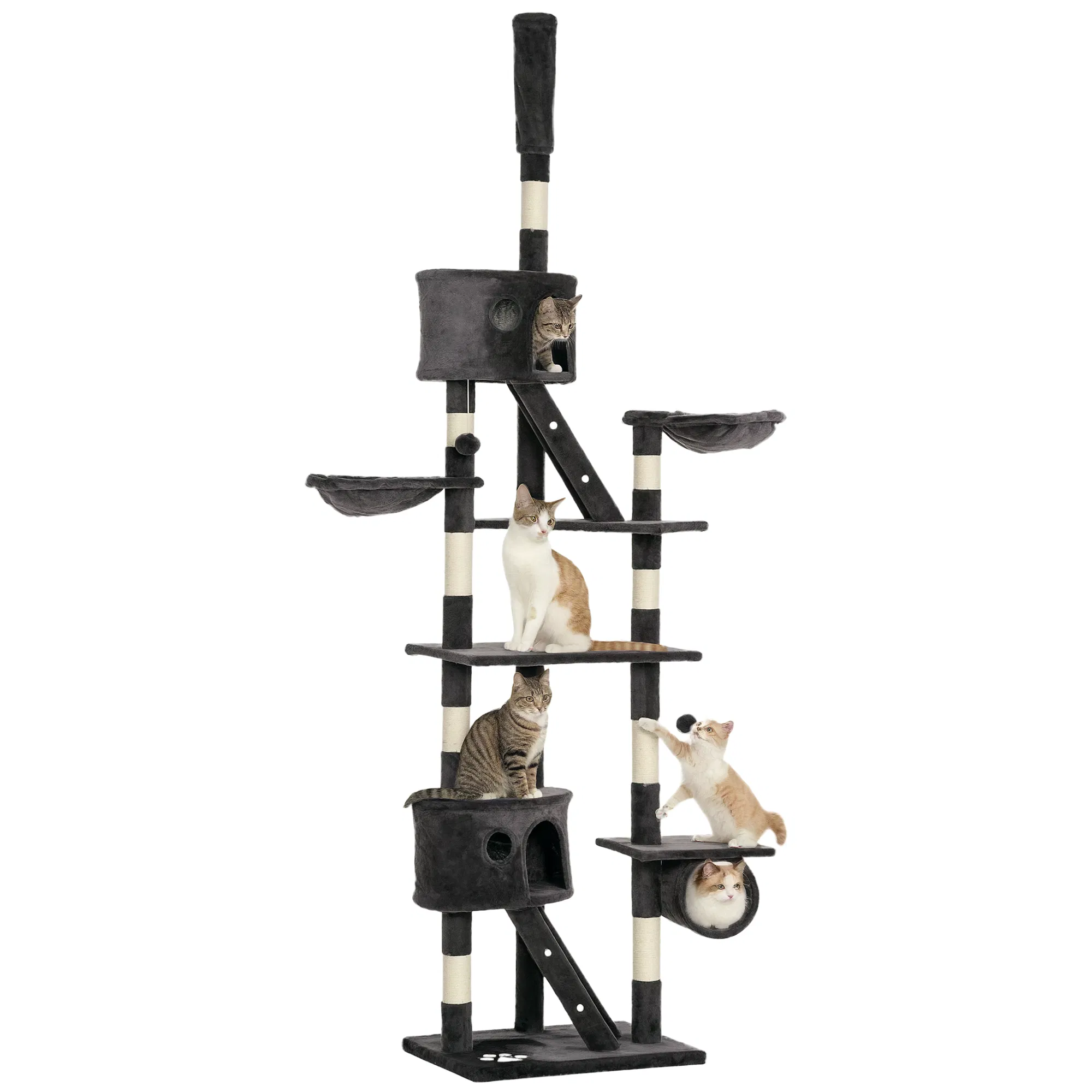 94"-102" Floor to Ceiling Cat Tree High Cat Condo Scratching Post Activity Center…