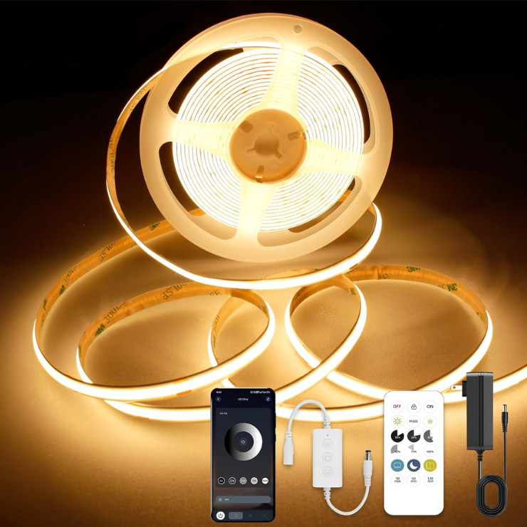 Smart COB LED Strip Lights, 24V Warm White 2700K Dimmable LED Light Strips, High Bright…