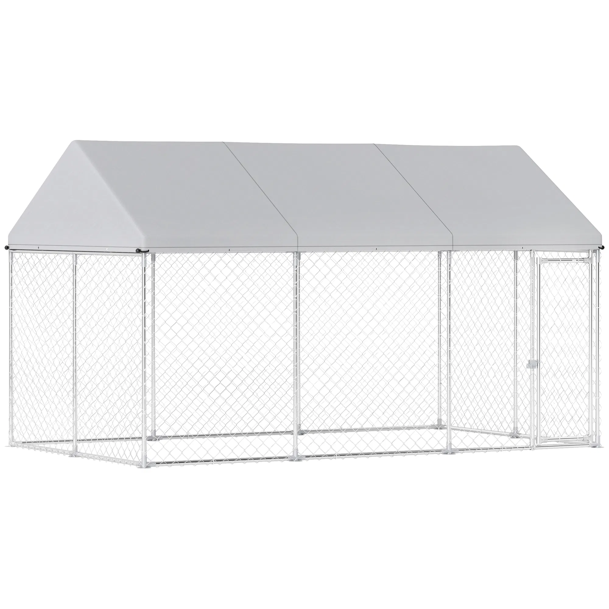Galvanized Steel Outdoor Dog Kennel with Roof, Safety Lock, for Backyard, 13.1' x 7.5' x…