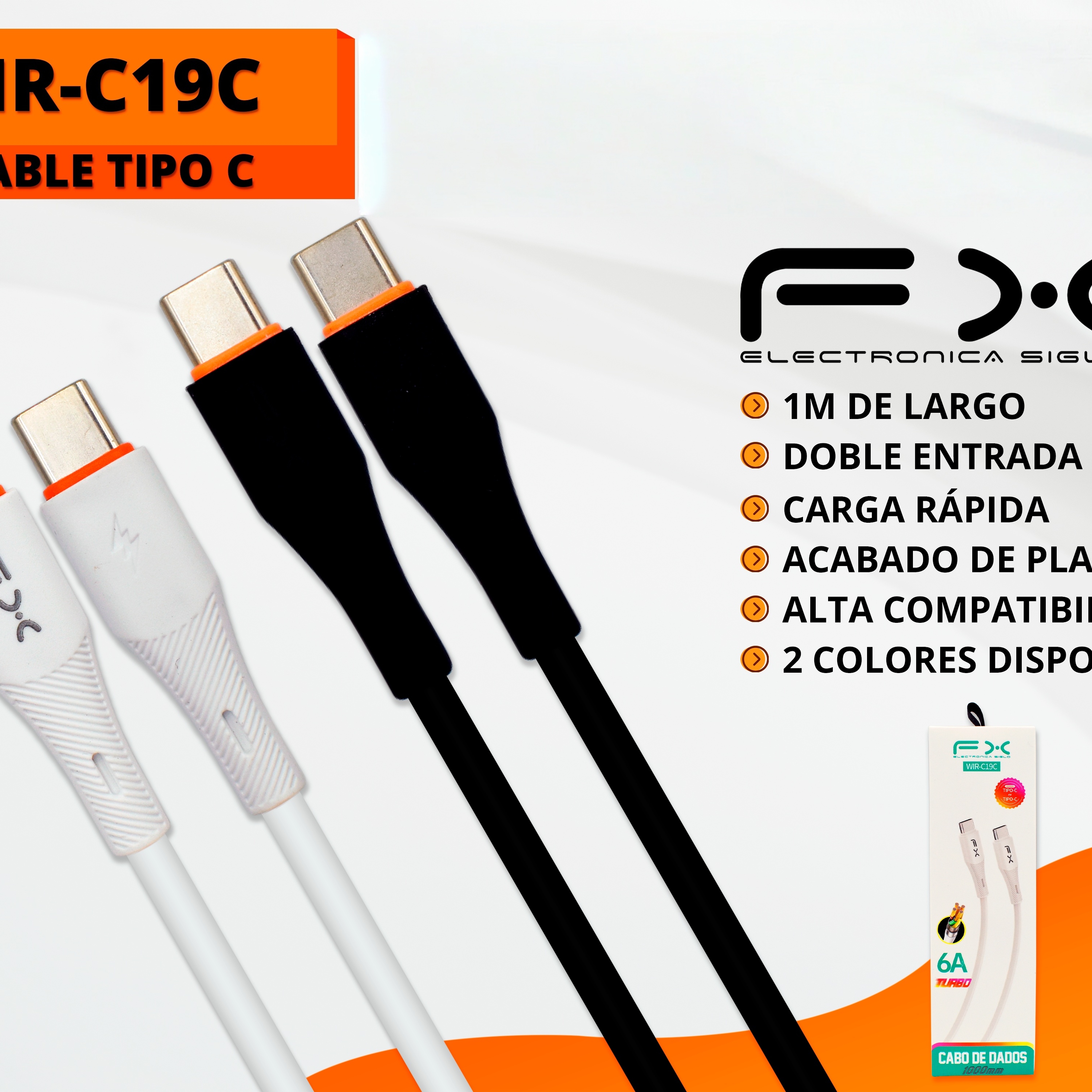 Type-c Double-ended Fast Charging Cable 6a Black 1m