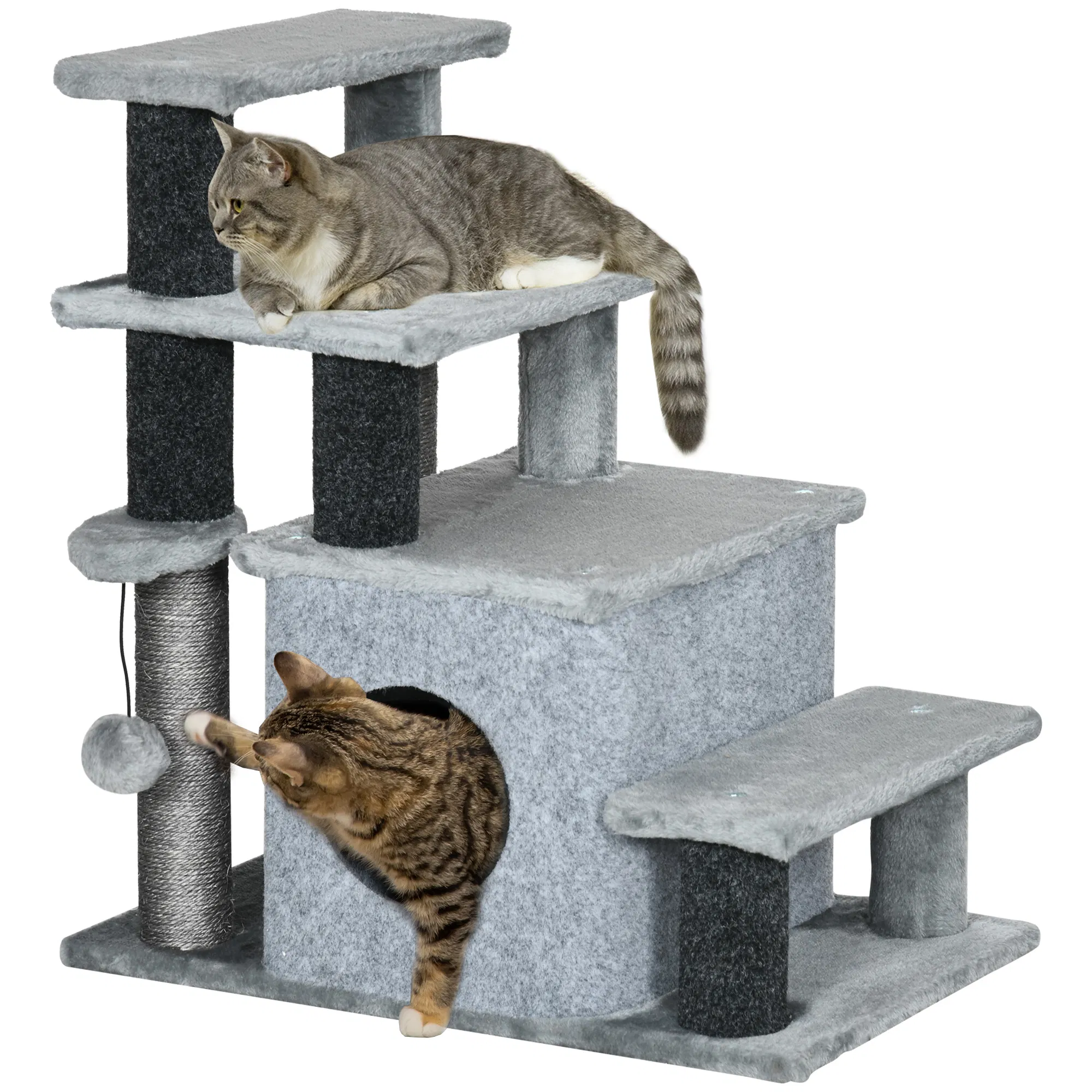 Cat Stairs Pet Steps for Couch Bed with Scratching Posts Condo Ball Toy, 23.6" x 15.7" x…