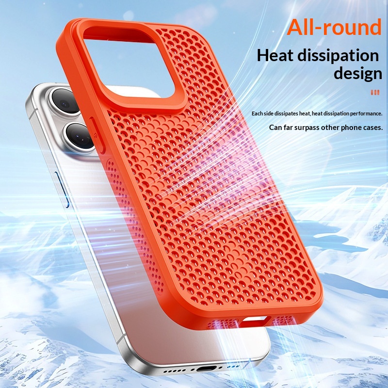 Solid Color Honeycomb Hole Heat Dissipation Magnetic Suction Phone Case