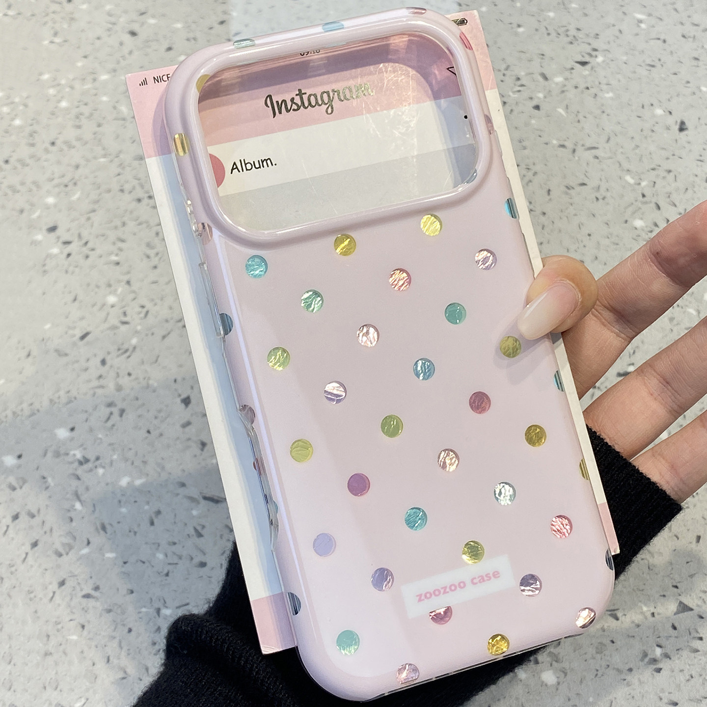 Cream-colored Powder-gold Polka-dot Phone Case