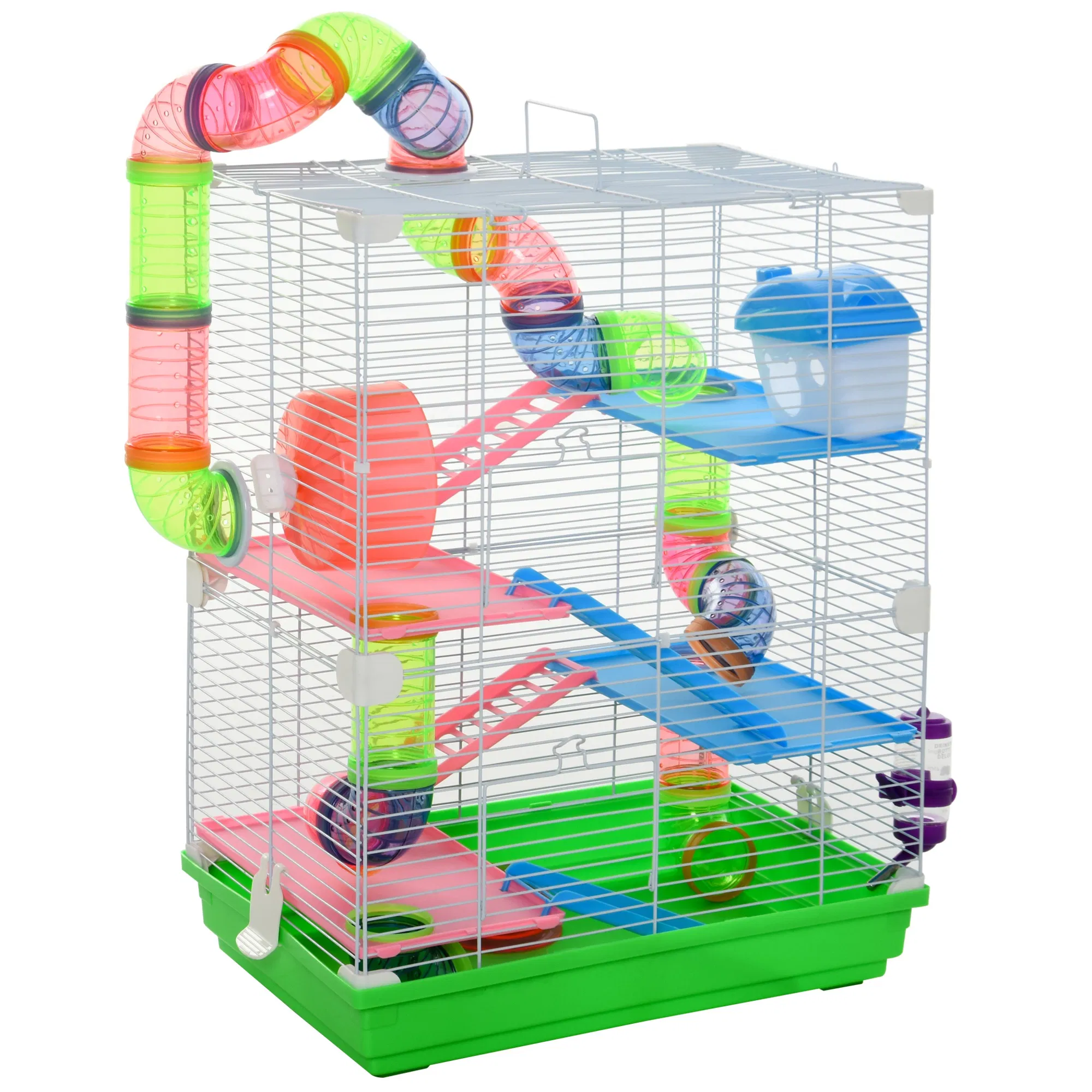 5 Tiers Hamster Cage Portable with Exercise Wheels Play Tube Water Bottle Dishes House…