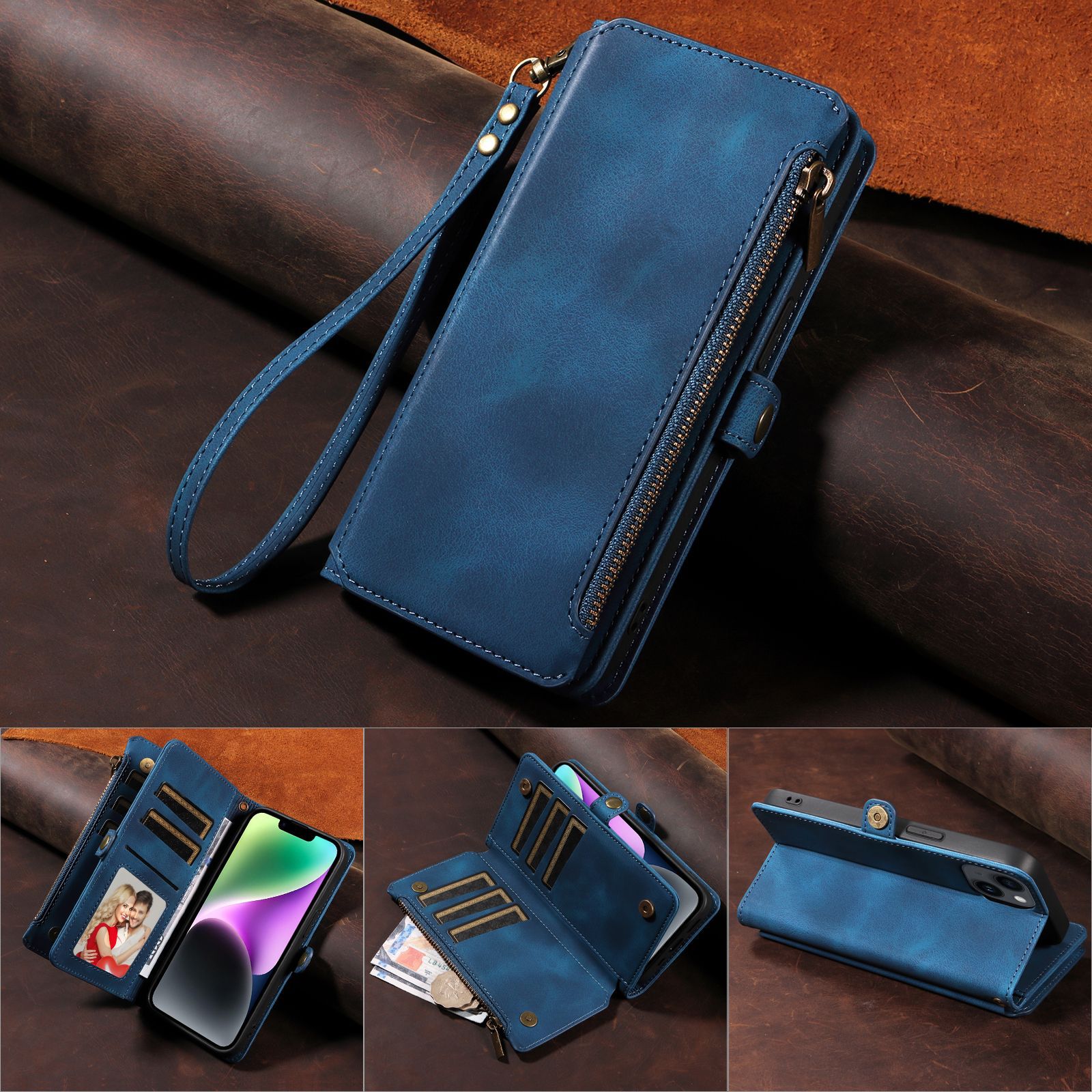 Wallet Flip Zipper Phone Leather Case