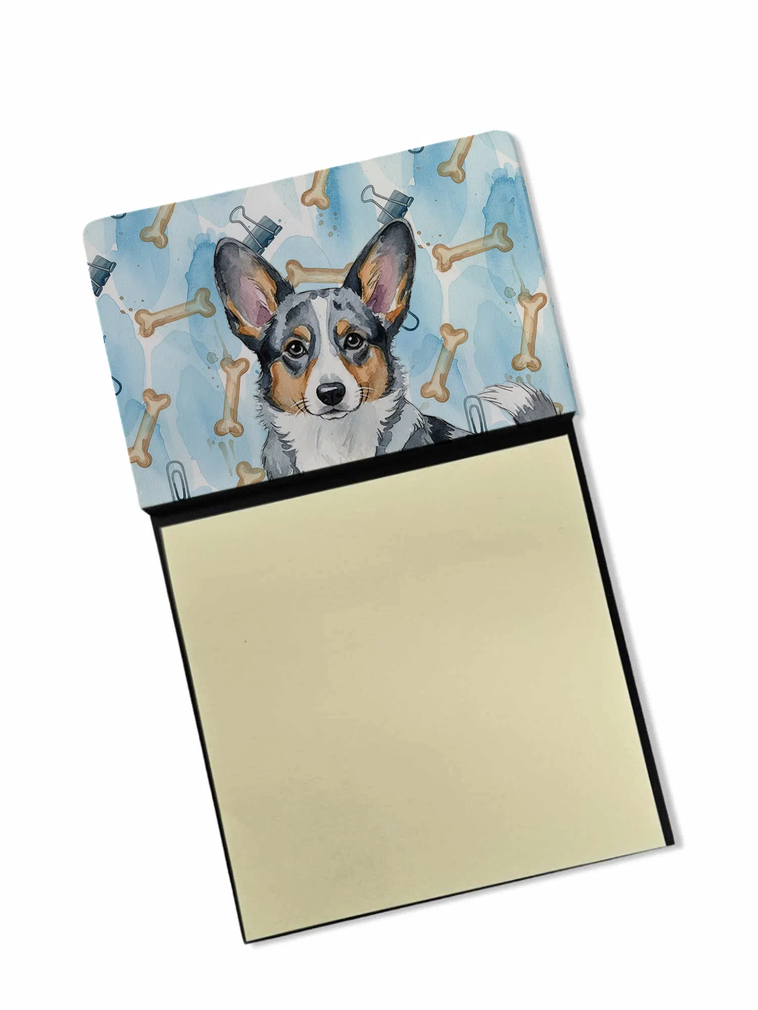 Blue Merle Cardigan Welsh Corgi Coworker Watercolor Sticky Note Holder Refillable…